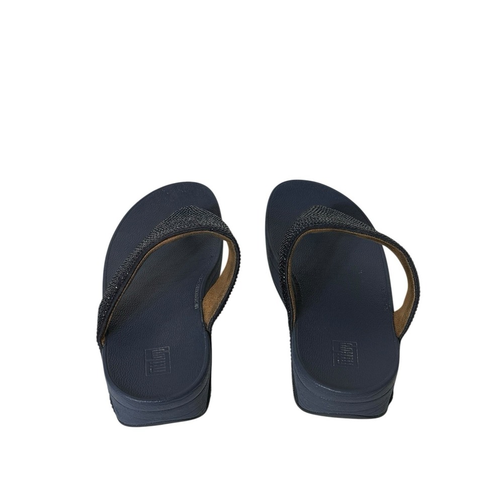Fitflop Lottie Shimmer Crystals T82-399 Navy Blue Toe Post Thong Womens 7 - Picture 4 of 8